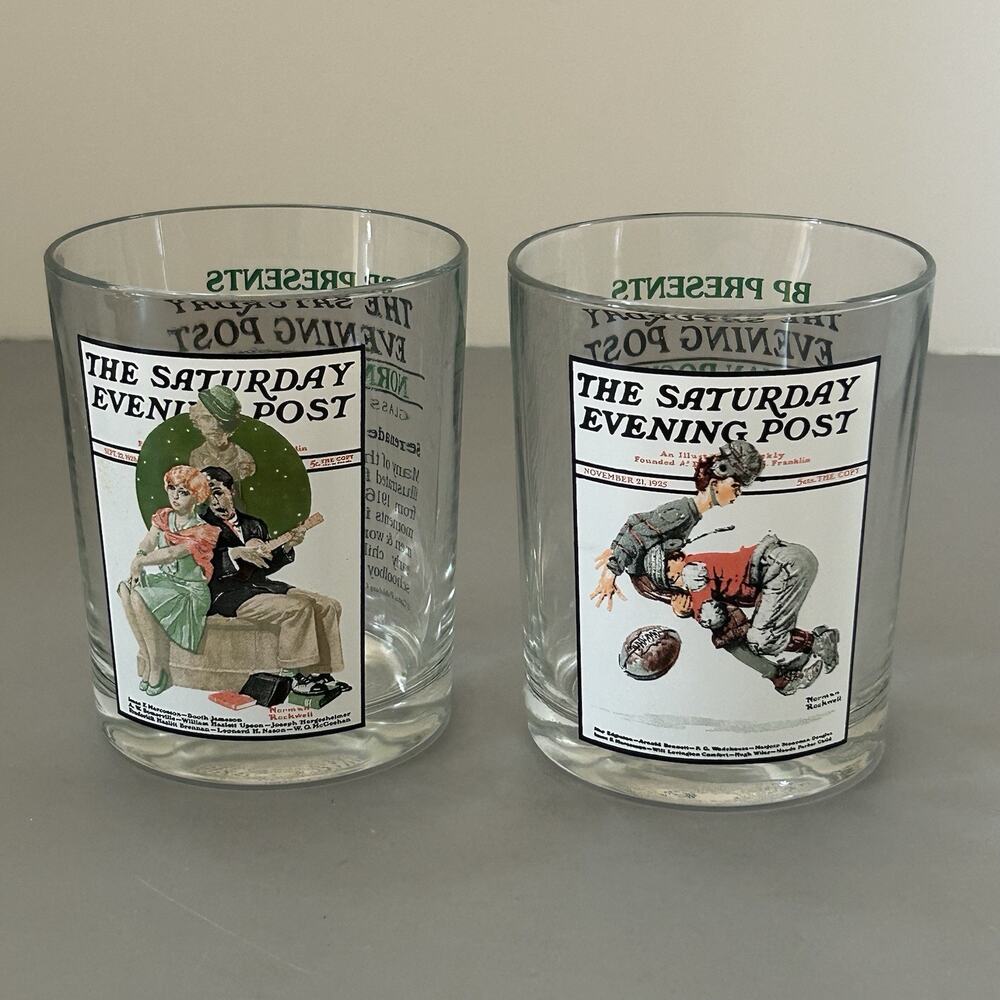 Tumblers Norman Rockwell The Saturday Evening Post Glassware Lot of 2 - #3